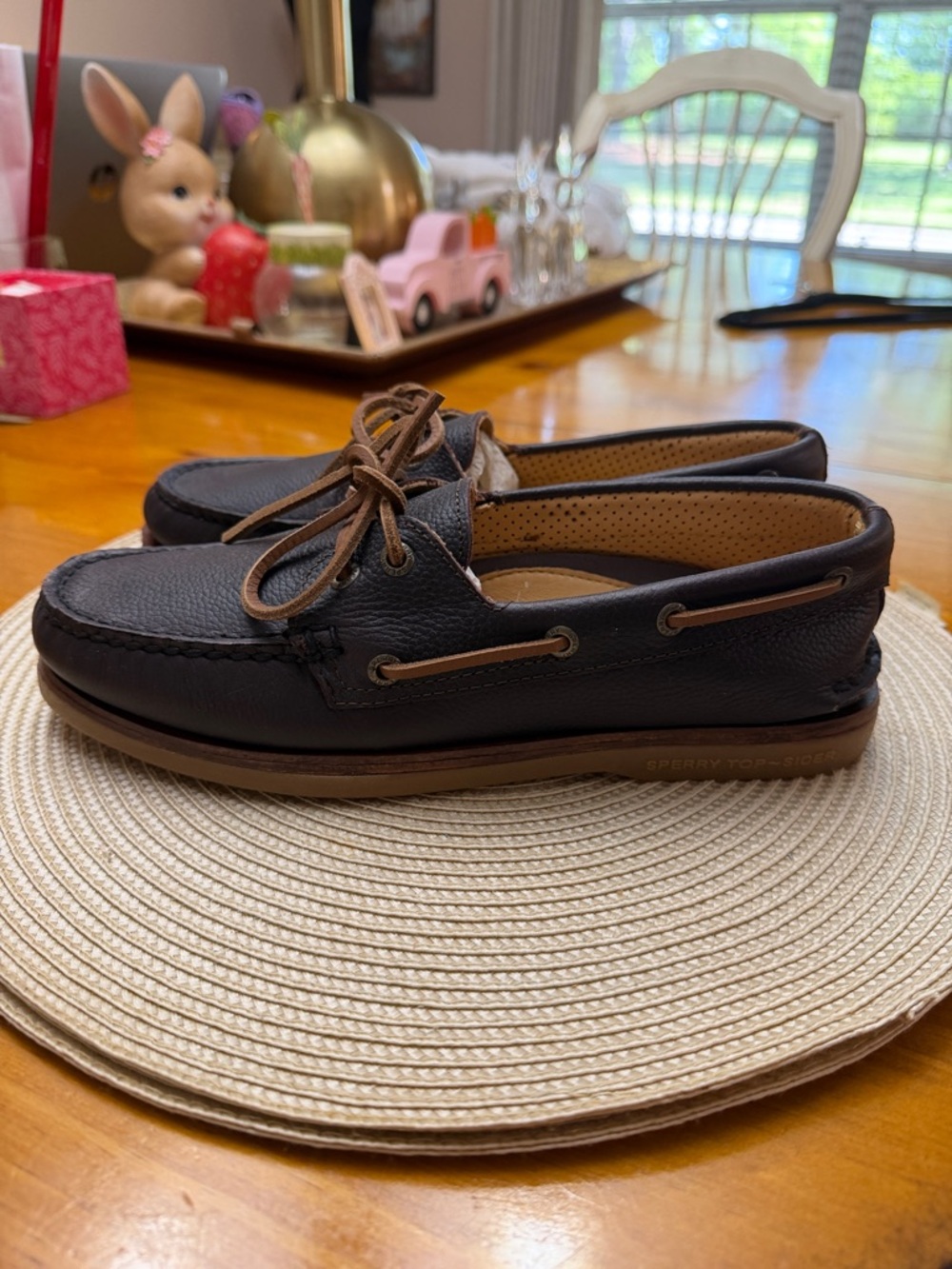 Sperry Brown Leather Boat Shoes with Tan Laces